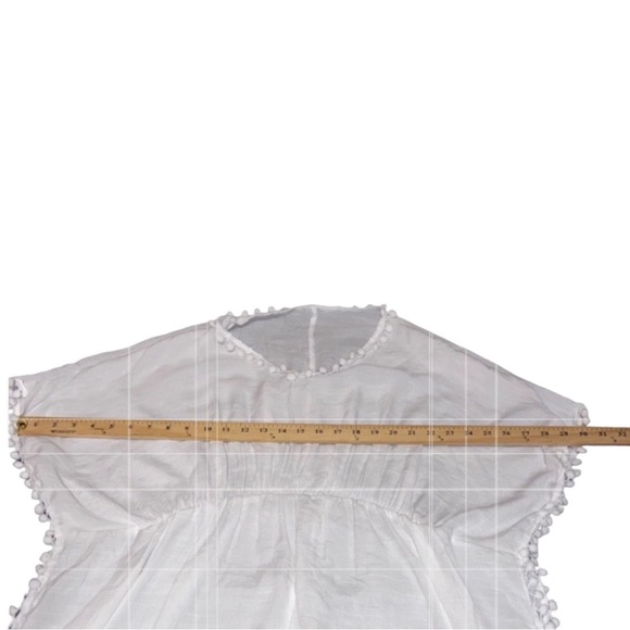 ✨NEW✨ Pom Pom Boho White Beach Swimsuit Side Slits CoverUp Top - OS - Picture 3 of 12